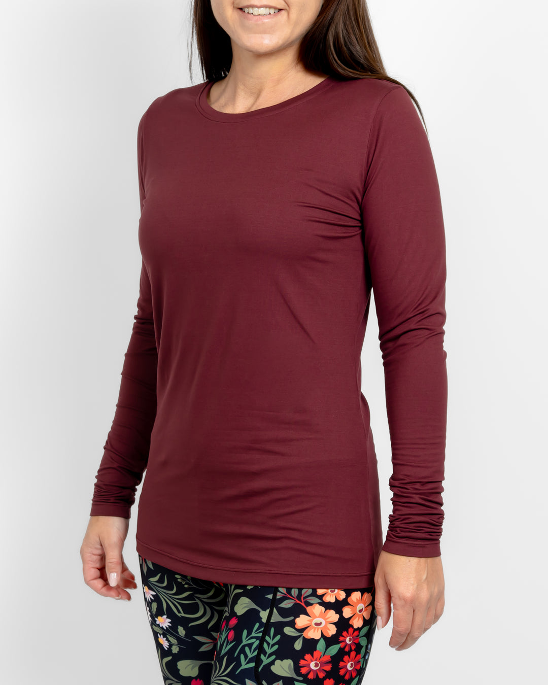 Mira Fitted Deep Bordeaux Long-Sleeve