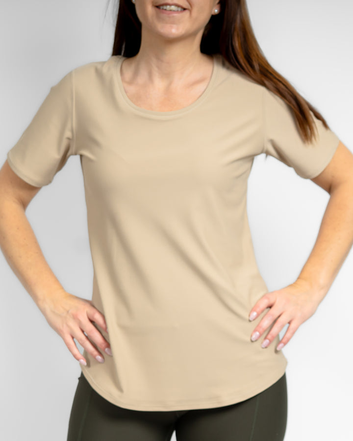 Vigga Fitted Beige T-Shirt