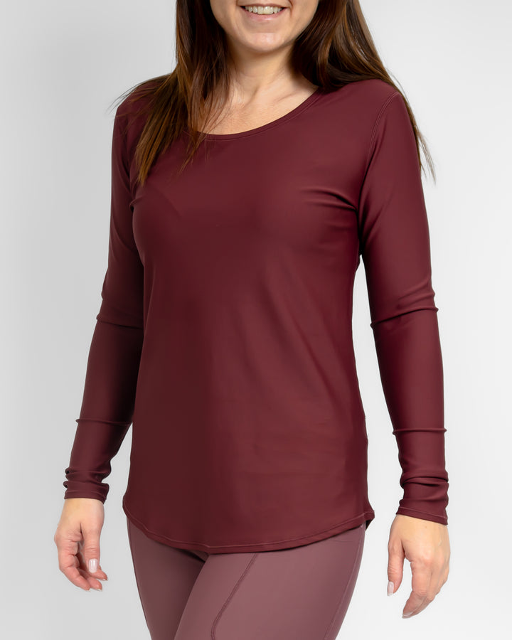Vigga Fitted Deep Bordeaux Long-Sleeve