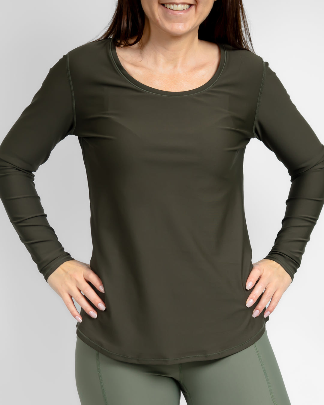 Vigga Fitted Deep Olive Long-Sleeve