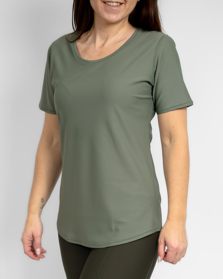 Vigga Fitted Dusty Green T-Shirt