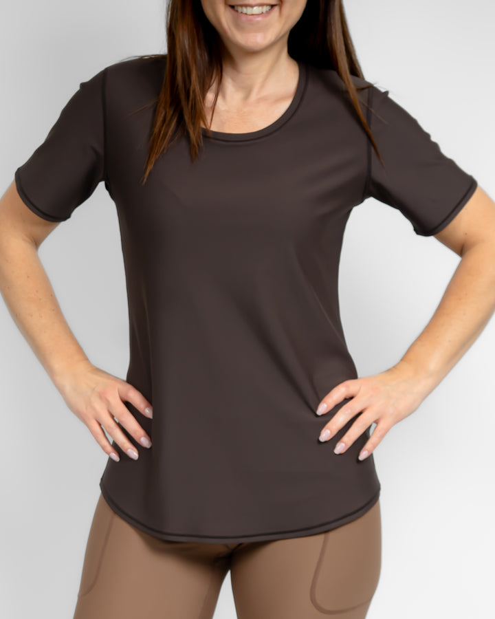 Vigga Fitted Mocha Brown T-Shirt